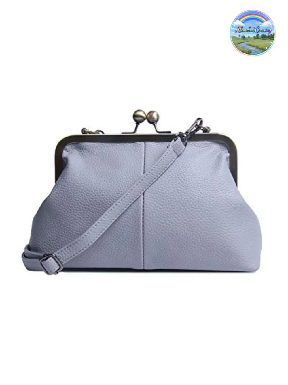 Vegan PU Leather Kiss Lock Clutch with Chain Strap Shoulder Bag Purse Wallet